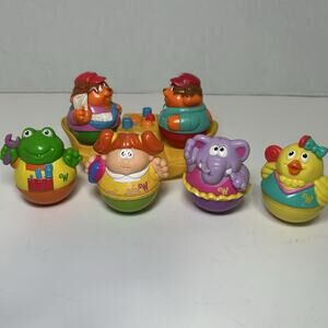 Vintage Hasbro Weebles Wobble Lot Frog, Dogs, Elephant, Chicken, Girl Seasaw